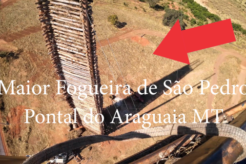JP mostra a maior fogueira do Brasil de São Pedro na Cidade de Pontal do Araguaia MT