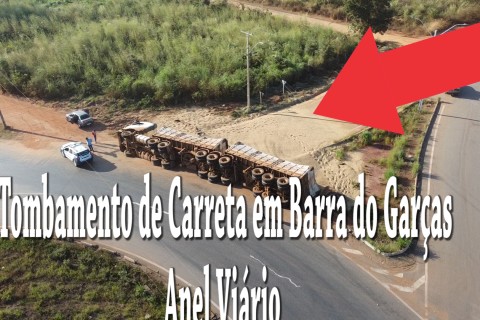 JP registra mais um tombamento de carreta no Anel-Viário de Barra do Garças MT. Dessa vez mais uma carreta carregada de soja site jp